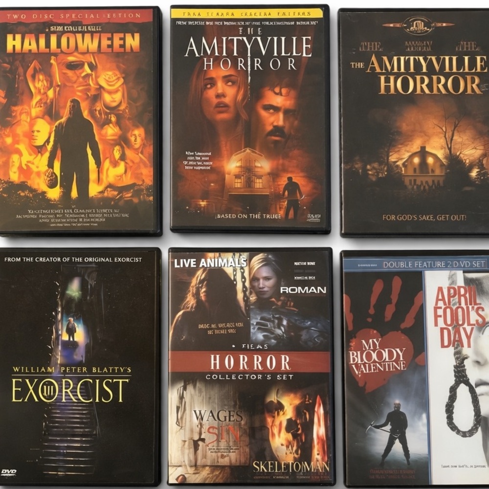 Horror DVD Lot Halloween Amityville Exorcist My Bloody Valentine Bundle